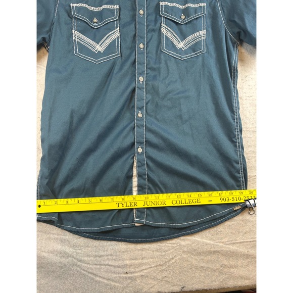 Buckle Black Athletic Fit Short Sleeve Button Up Shirt Slate Blue Mens Size M - Picture 9 of 12